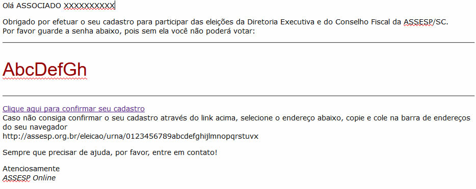 exemplo de mensagem enviada